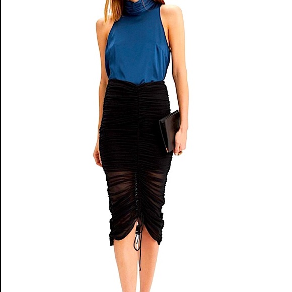 NWT Cinq A Sept/Cinq à Sept Ruched Mesh Tie Skirt, Size 4 - Picture 4 of 9